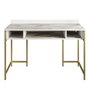Hanah Home Mesa de Estudio Gold, Escritorio Glamuroso Blanco y Dorado, 120x75x60 cm
